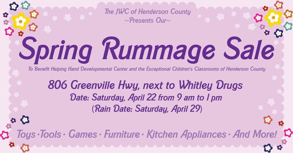 Junior Welfare Club of Hendersonville Spring Rummage Sale