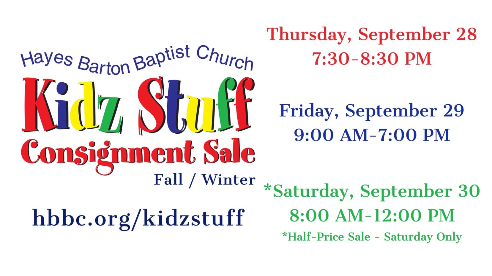 Kidz Stuff Fall and Winter Consignment Sale