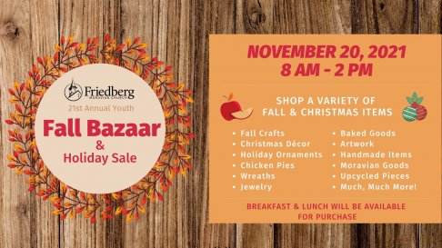 Friedberg Moravian Church Annual Youth Fall Bazaar and Holiday Sale