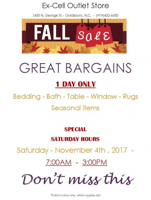 Excell Outlet Store Fall Sale